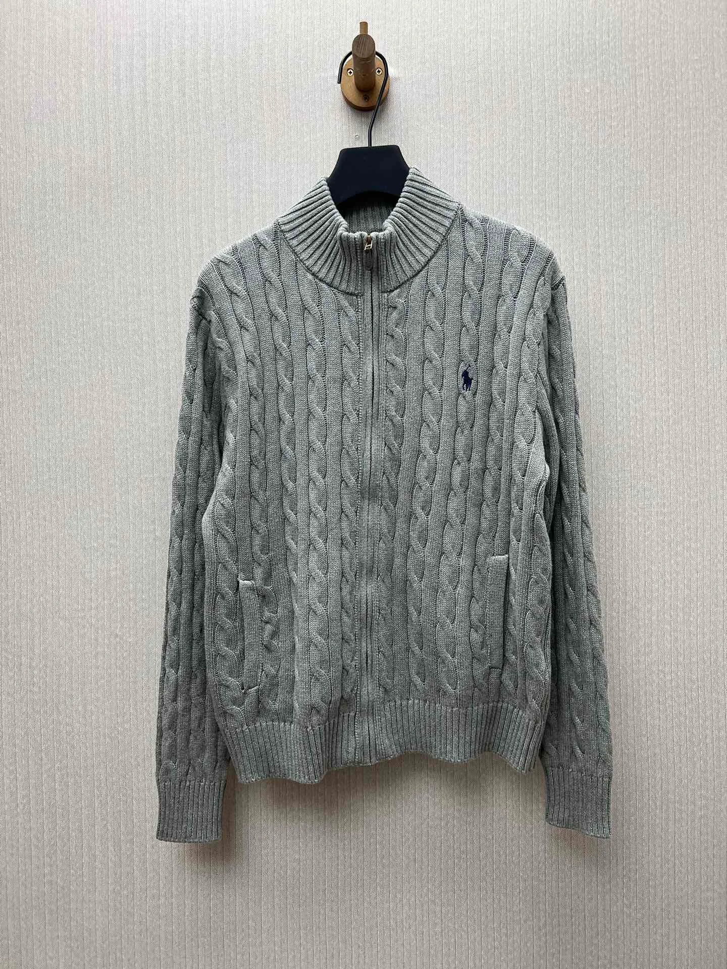P430 POLO 25ss new cable knitted cardigan, high version for men and women. Code number: M.L.XL.XXL.
